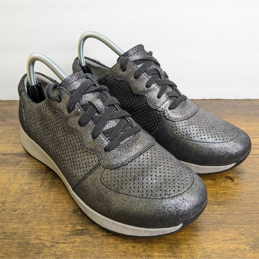 Dansko Christina Sneakers 10.5 11 EU 41 Metallic Pewter Perforated Casual Lace - Picture 2 of 13